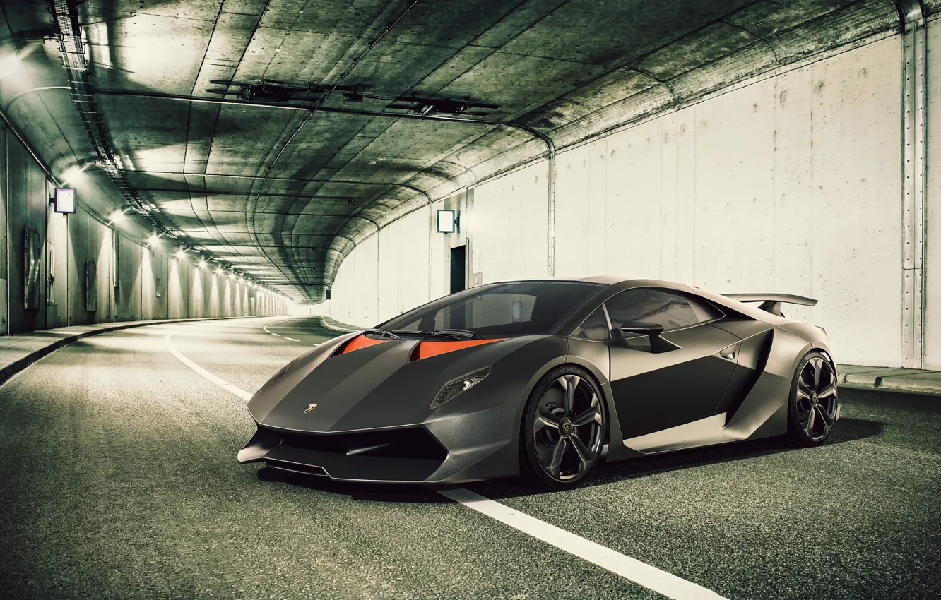 Фото обои Lamborghini, Туннель, Ламборджини, Суперкар, Supercar, Elemento, Sesto