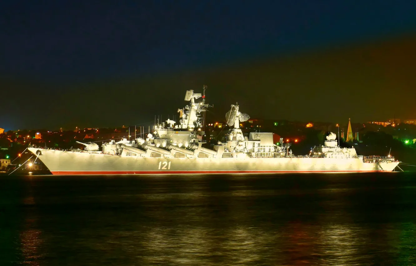 Фото обои подсветка, Москва, крейсер, ракетный