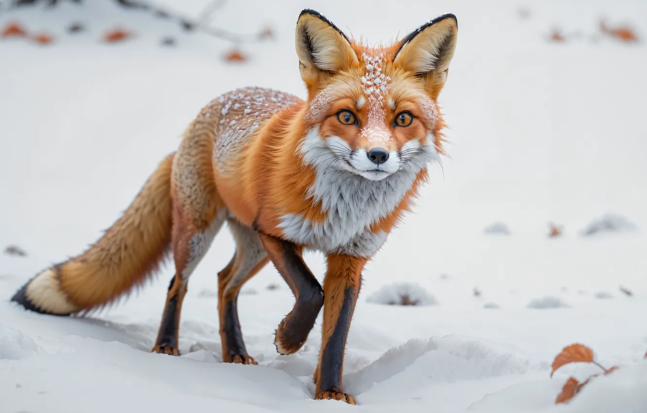 Фото обои winter, snow, red fox
