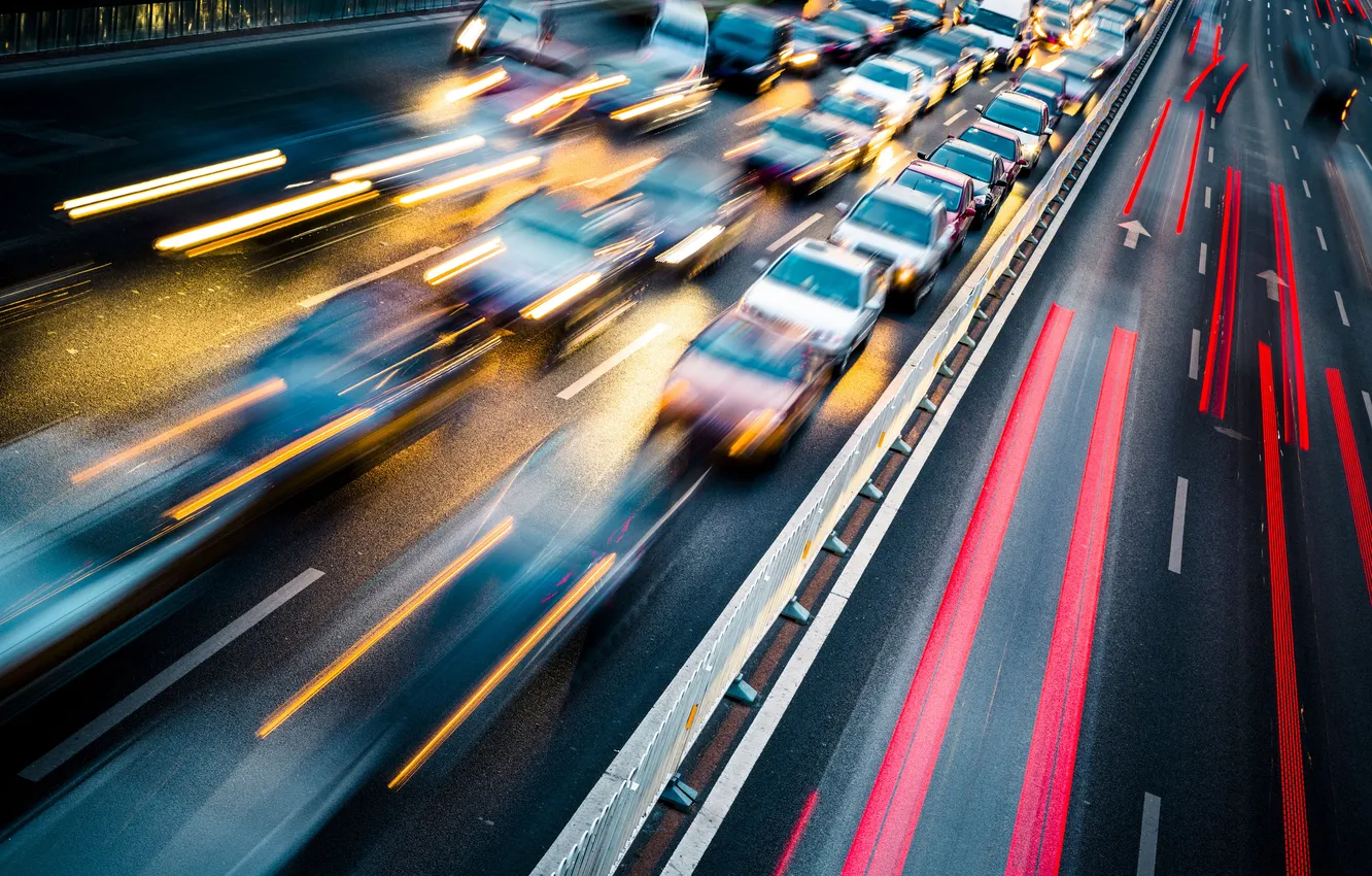 Фото обои дорога, шоссе, road, highway, headlights, огни фар, съемка с задержкой, delayed shooting