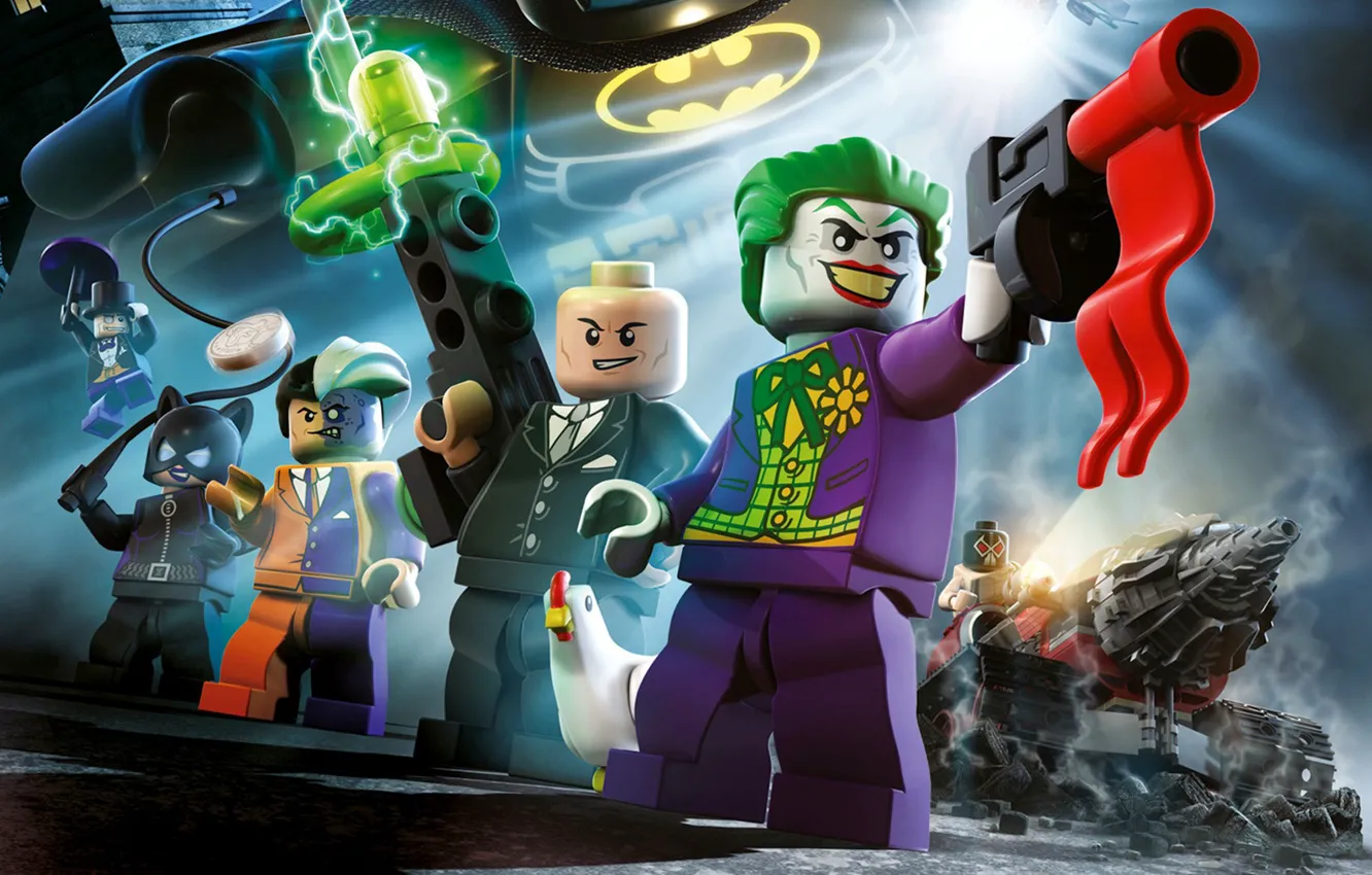 Фото обои gun, toy, Batman, weapon, Joker, movie, bat, Lego