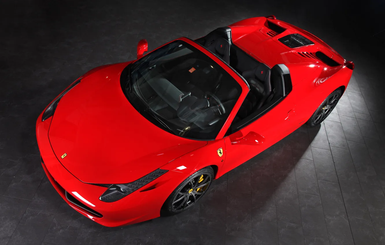 Фото обои Красный, Кабриолет, Ferrari, 458, Вид сверху, Spider, Купешка, Capristo