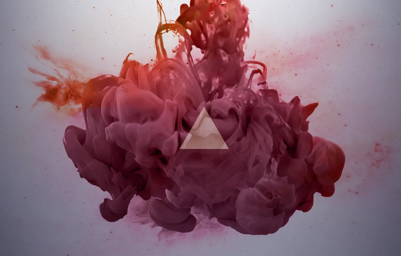 Фото обои красный, абстракция, стиль, пыль, треугольник