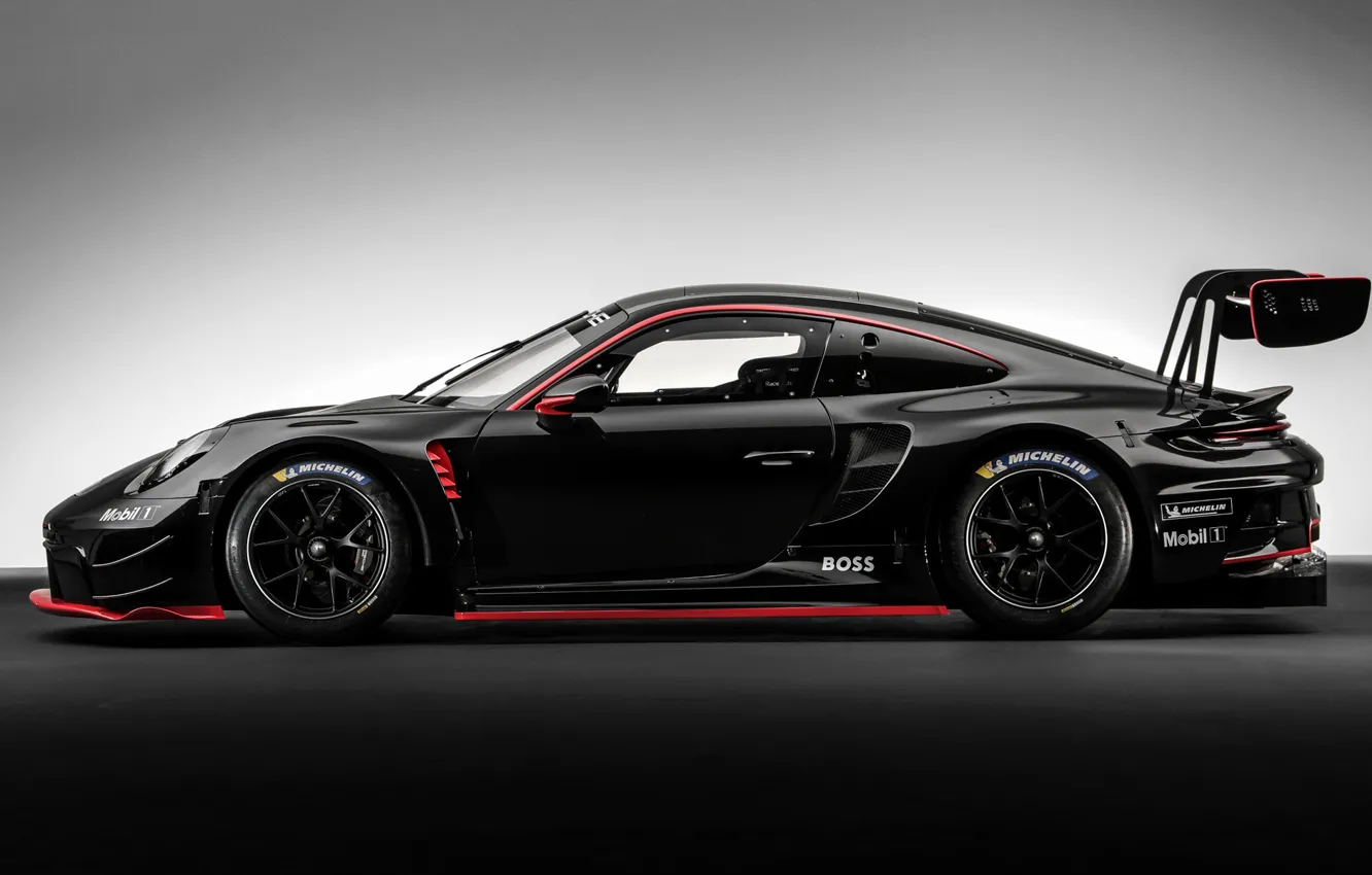 Фото обои Porsche, вид сбоку, sports car, 2022, Porsche 911 GT3 R, 911 GT3 R