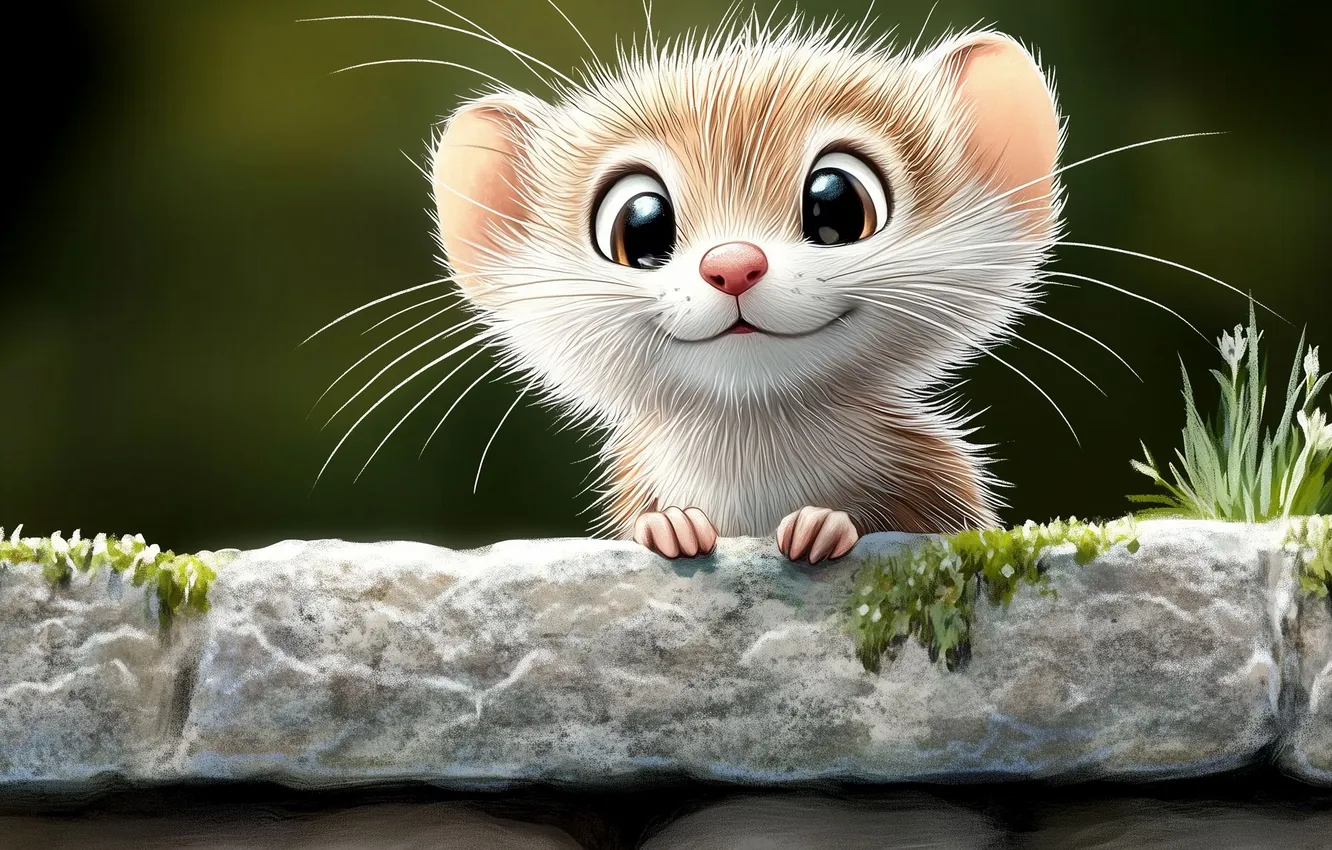 Фото обои animals, weasel, AI art