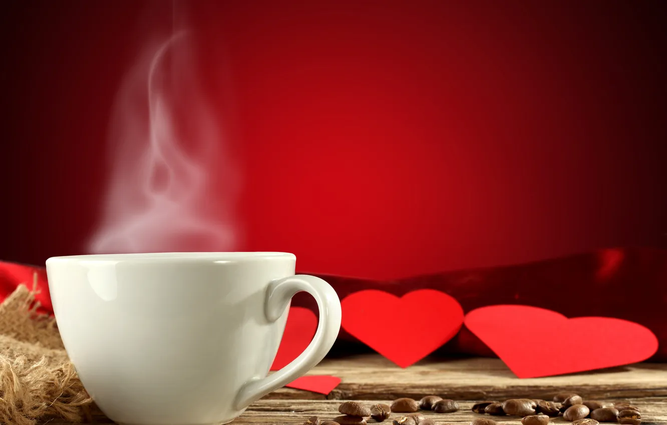 Фото обои red, love, background, cup, coffee, valentine, mug
