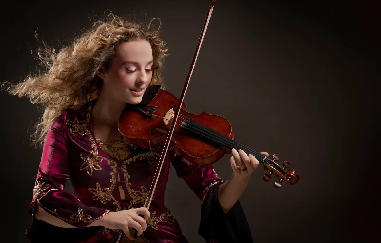 Фото обои девушка, музыка, скрипка