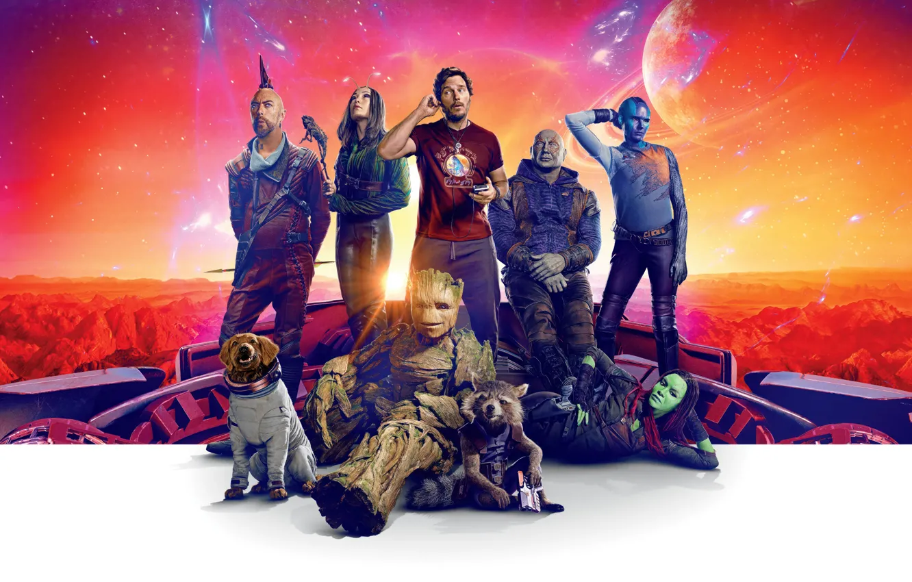 Фото обои Комикс, Фильм, Marvel, Супергерои, 2023, Guardians of the Galaxy Vol. 3, Стражи Галактики. Часть 3