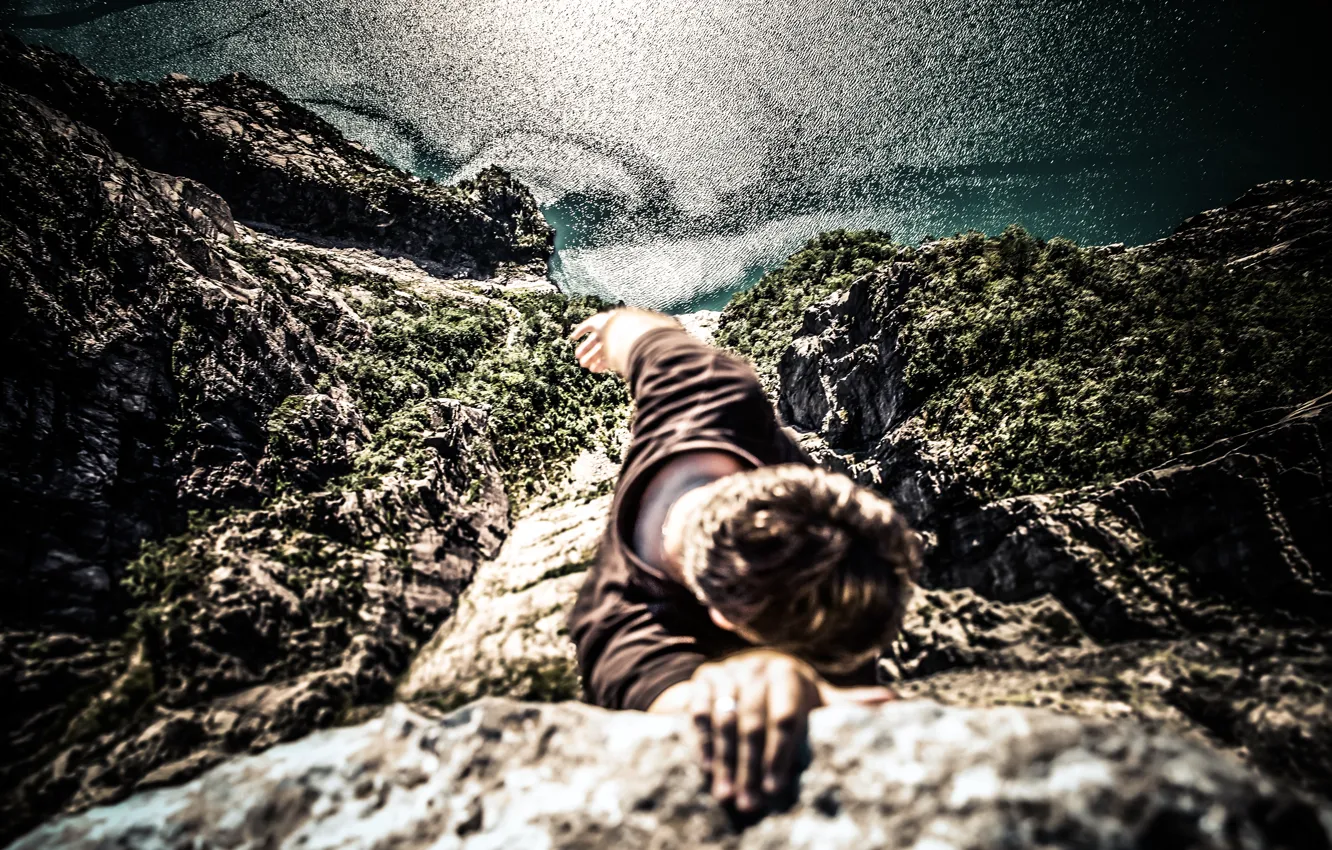 Фото обои скала, высота, экстрим, photo, вид сверху, photographer, Andrés Nieto Porras, зацеп