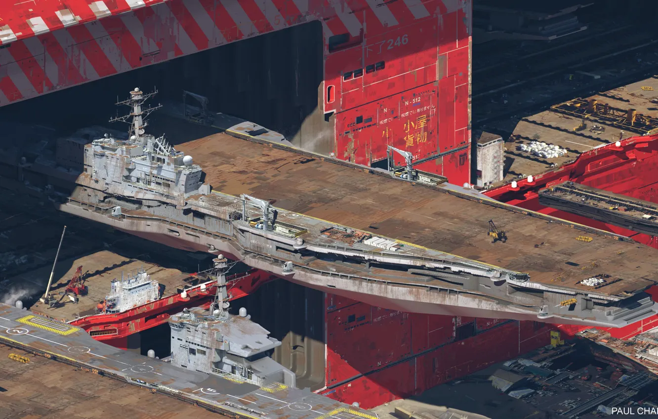 Фото обои корабль, ангар, док, обслуживание, Air carrier facility