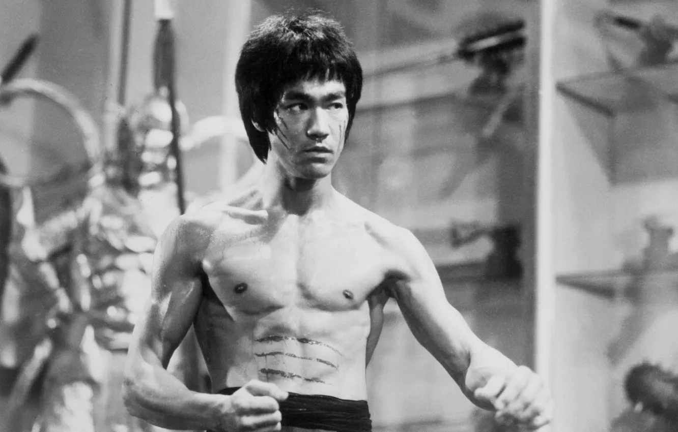 Фото обои фото, тело, актер, легенда, брюс ли, bruce lee, черно белые обои, серый цвет