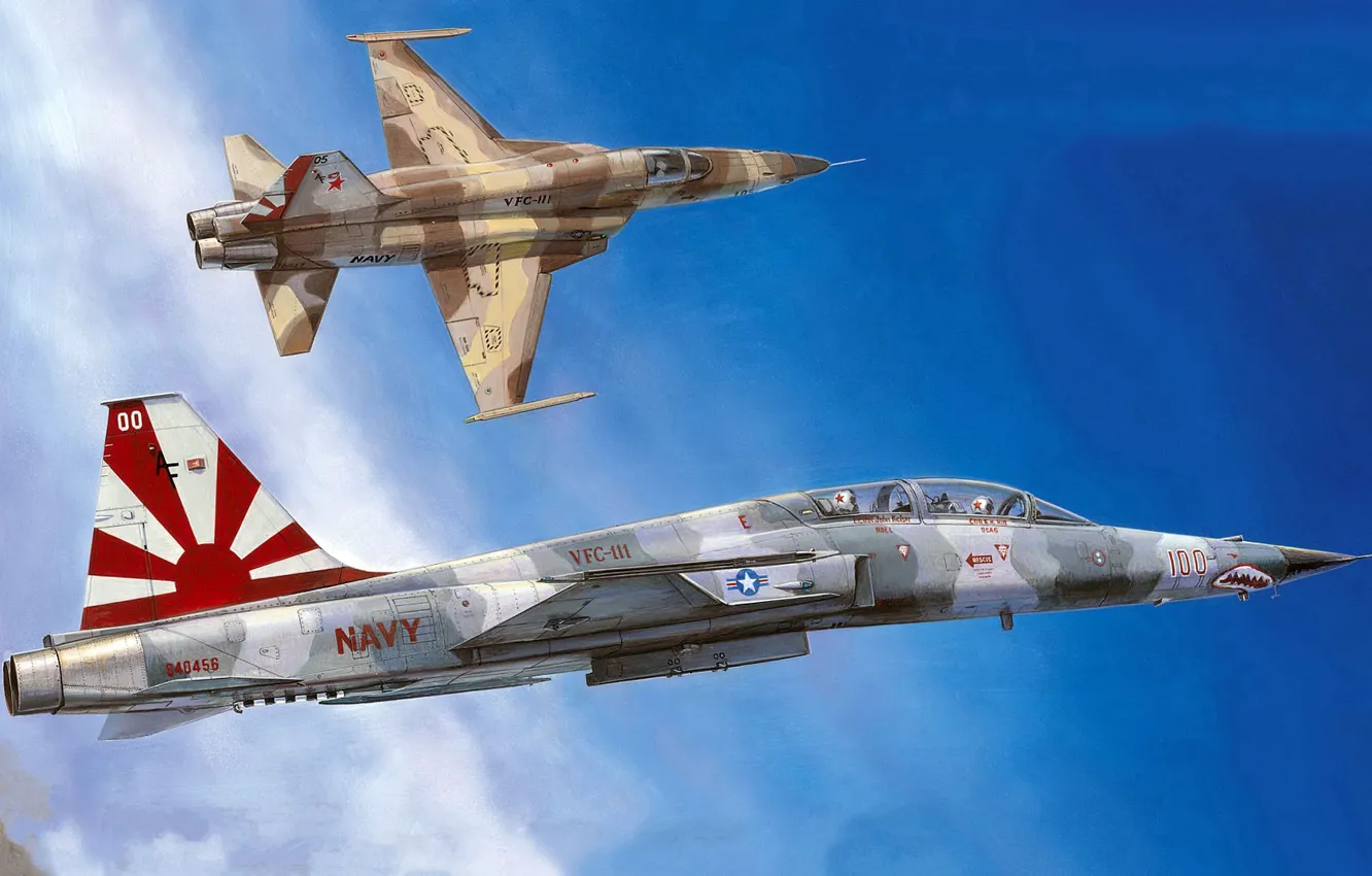 Фото обои Tiger II, Freedom Fighter, Northrop Corporation, второе поколение F-5, американский лёгкий многоцелевой истребитель, эскадрилья «Агрессор», …