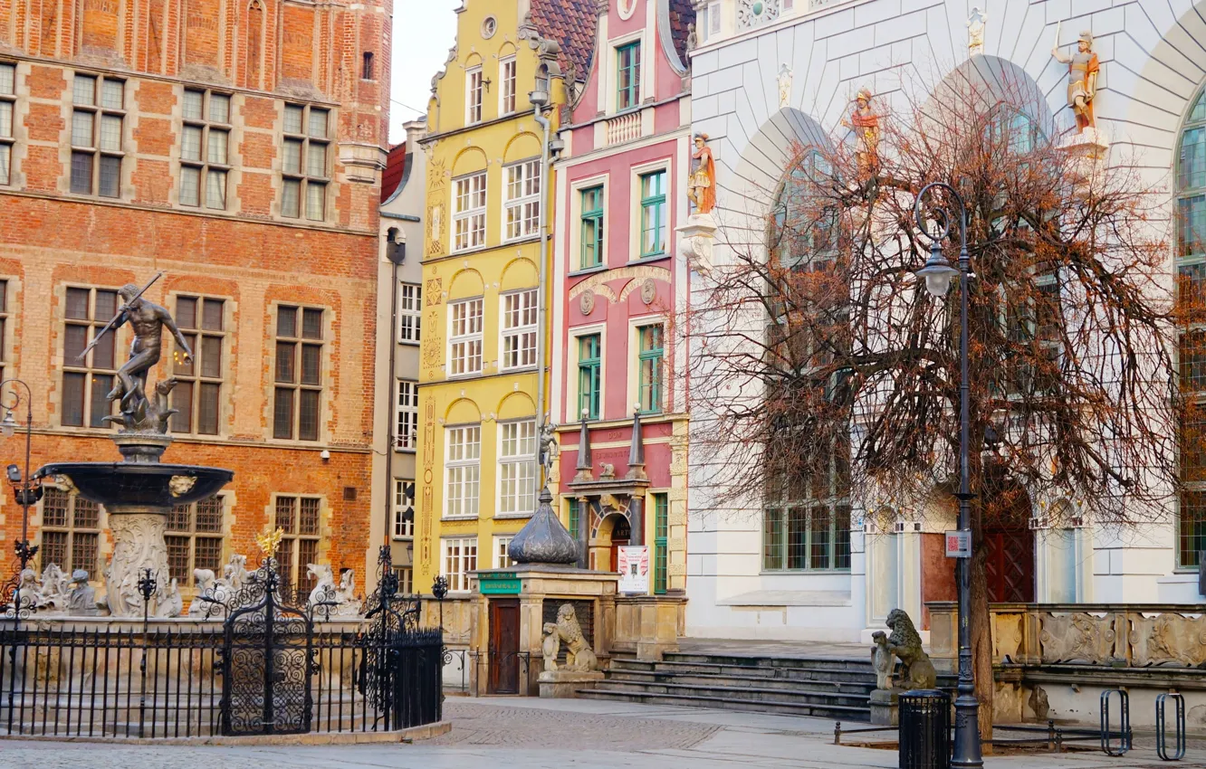 Фото обои street, poland, gdansk, bouilding