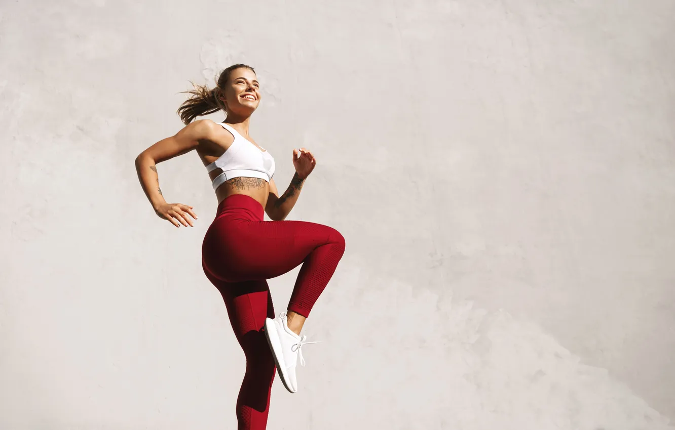 Фото обои girl, sports, fitness, athlete, sports uniform