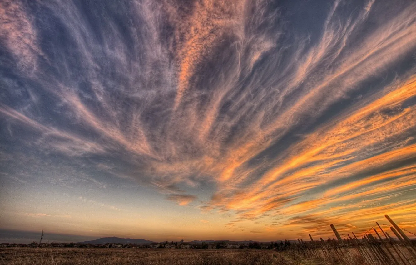 Фото обои поле, небо, облака, закат, 157