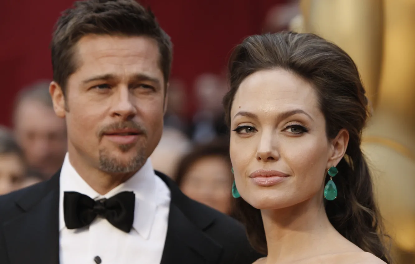 Фото обои актриса, Angelina Jolie, актер, Brad Pitt