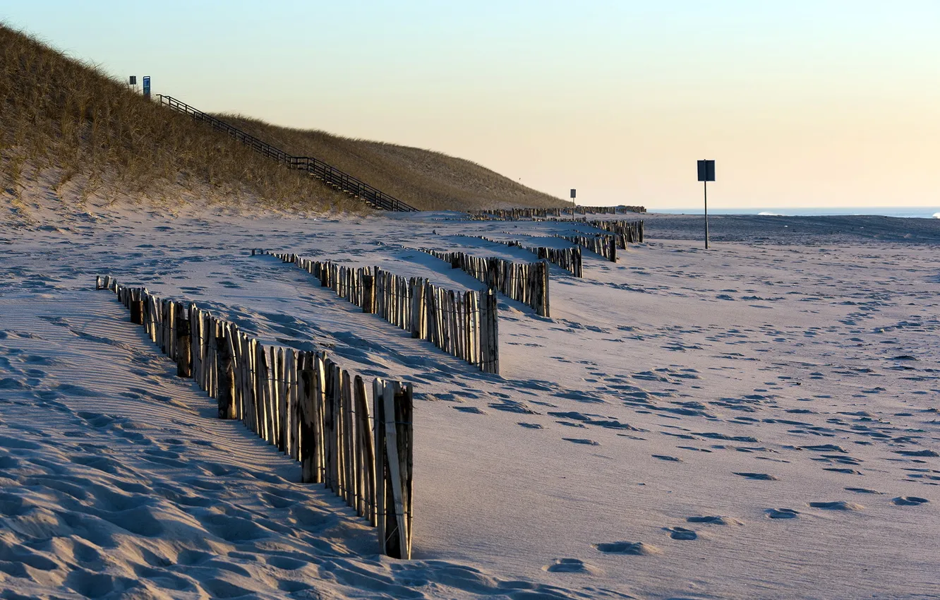 Фото обои пляж, пейзаж, утро
