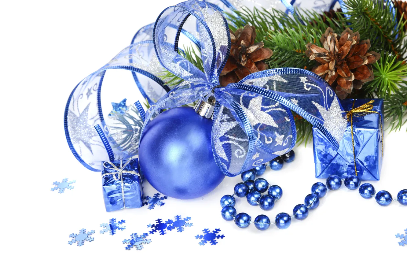 Фото обои украшения, шары, Новый Год, Рождество, Christmas, blue, New Year, decoration