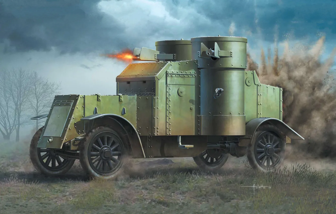 Фото обои Великобритания, бронеавтомобиль, Auletta, Первая мировай война, British Armoured Car Austin Mk.III WWI Era