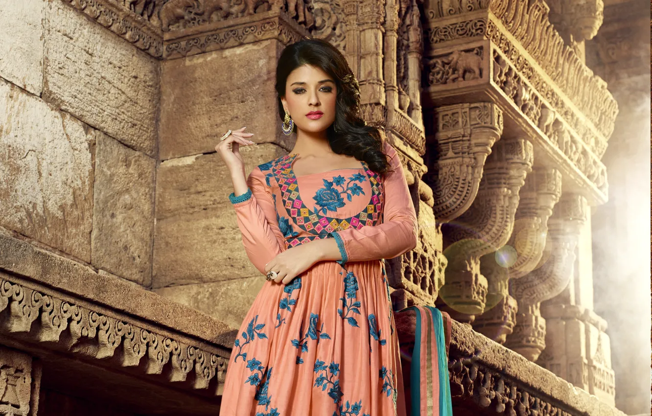 Фото обои украшения, одежда, брюнетка, красавица, woman, индианка, indian brunette