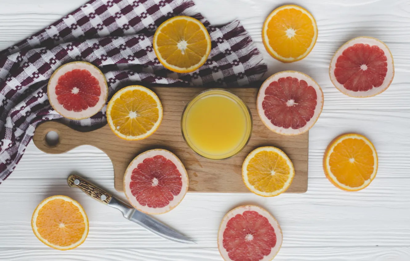 Фото обои апельсин, сок, напиток, грейпфрут, дольки, фреш