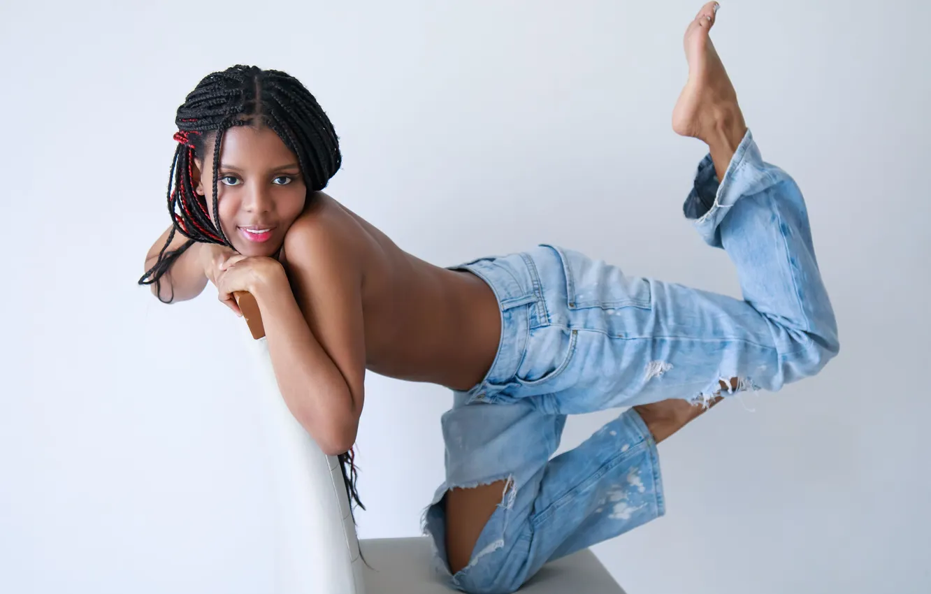 Фото обои model, brunette, gorgeous, photoshoot, braids, cute girl, beautiful face, ripped jeans