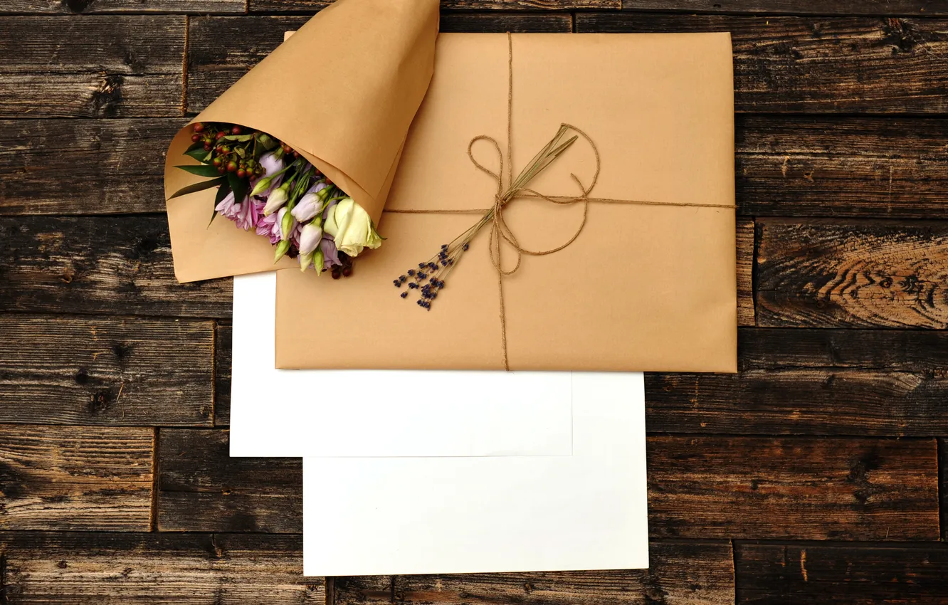 Фото обои письмо, любовь, цветы, букет
