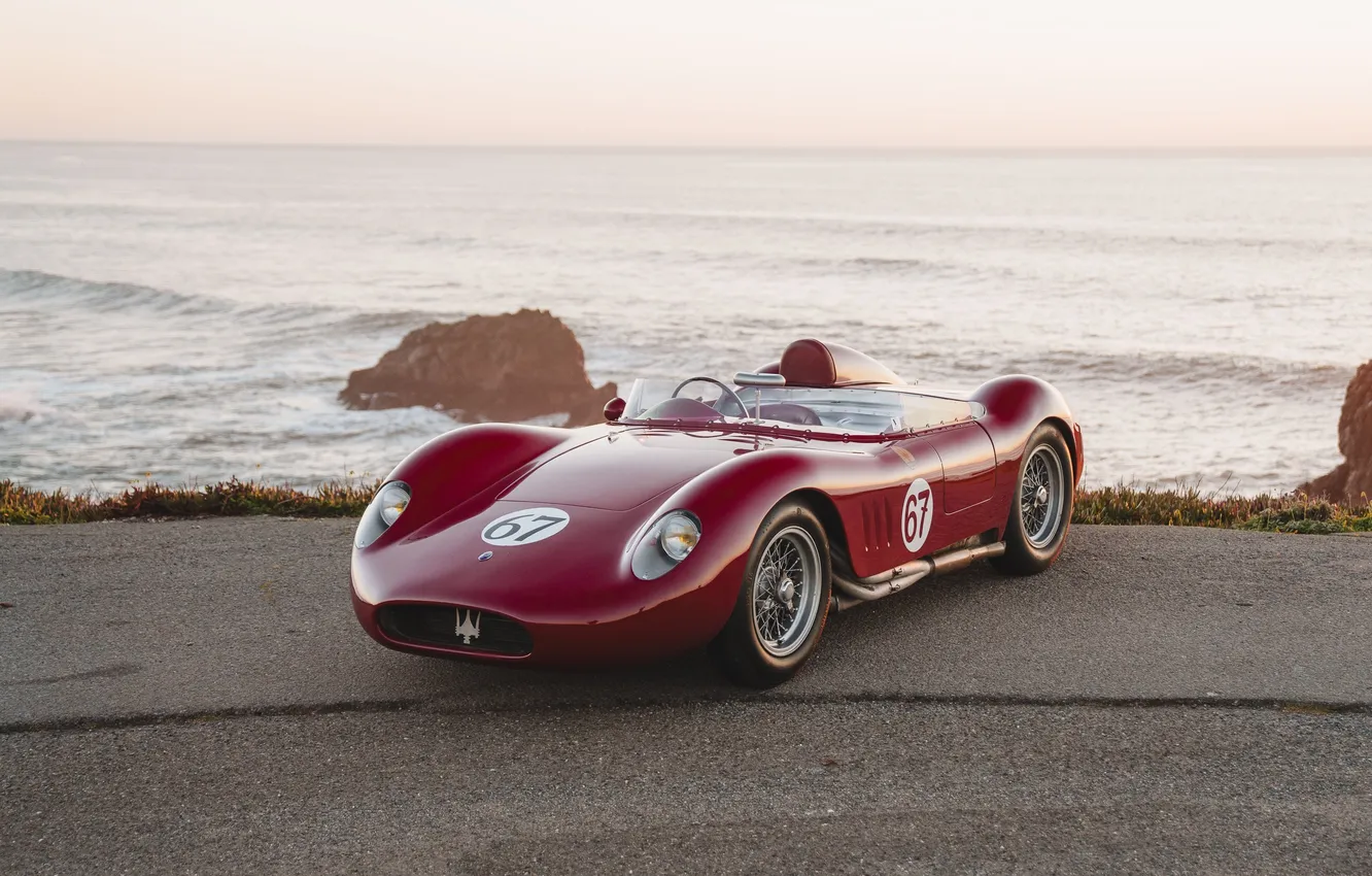 Фото обои Maserati, 1957, ретро автомобили, единственный экземпляр, retro cars, Maserati 200SI, the only instance, Fantuzzi