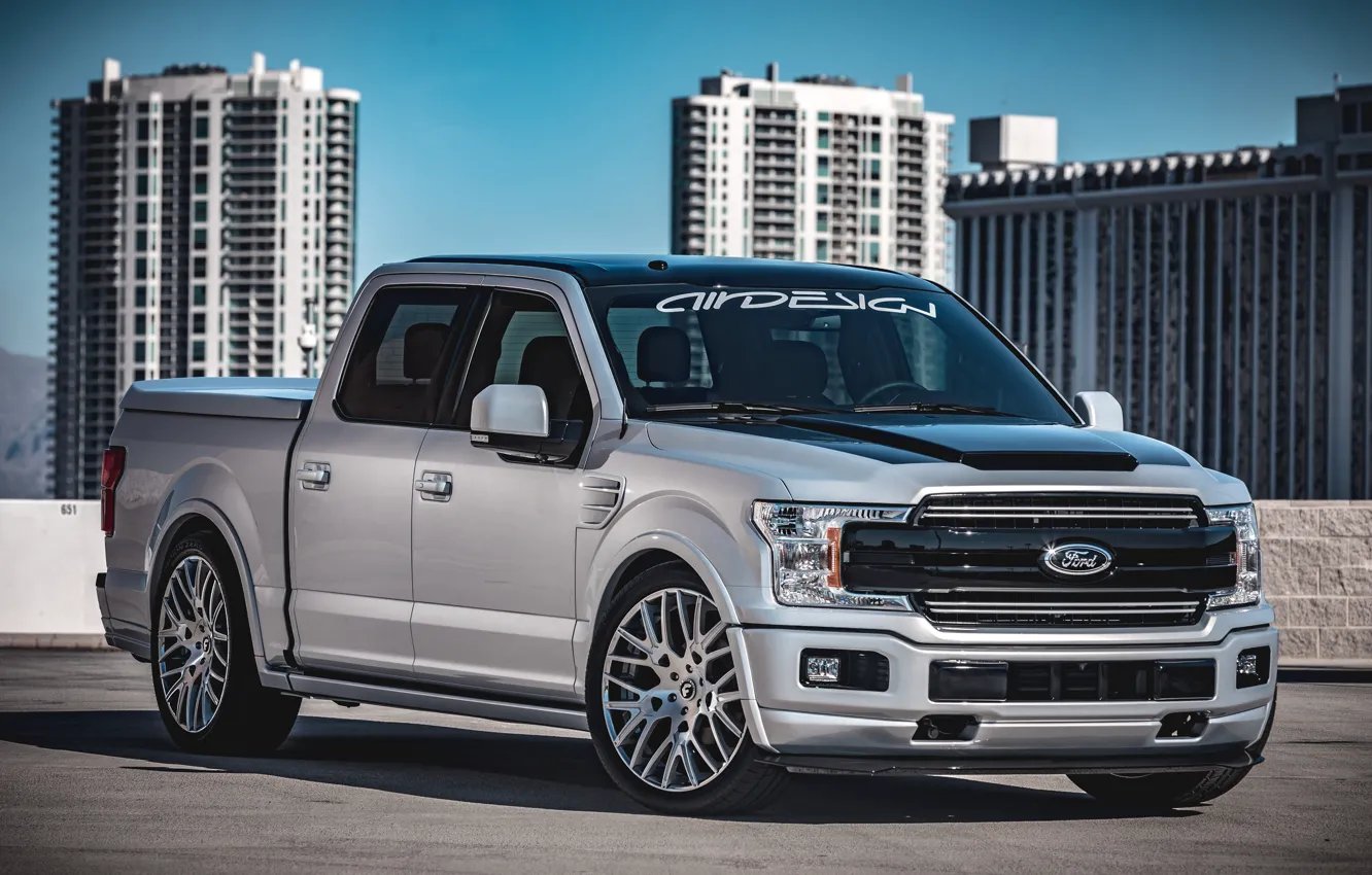 Фото обои Ford, side, Front, F-150, Pickup, SEMA 2017, Air Design