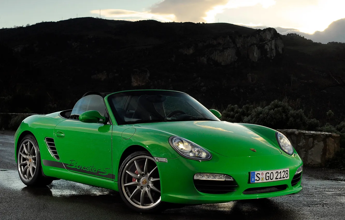 Фото обои green, Porsche, зелёный, порше, передок, Boxster S, бокстер