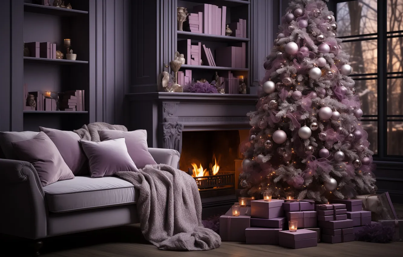 Фото обои украшения, комната, елка, интерьер, Рождество, Новый год, Christmas, tree