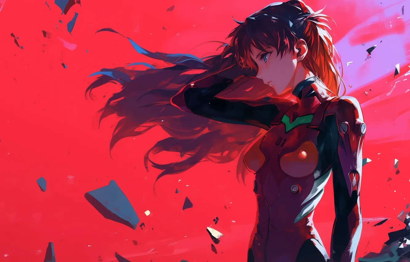 Фото обои red, girl, Anime