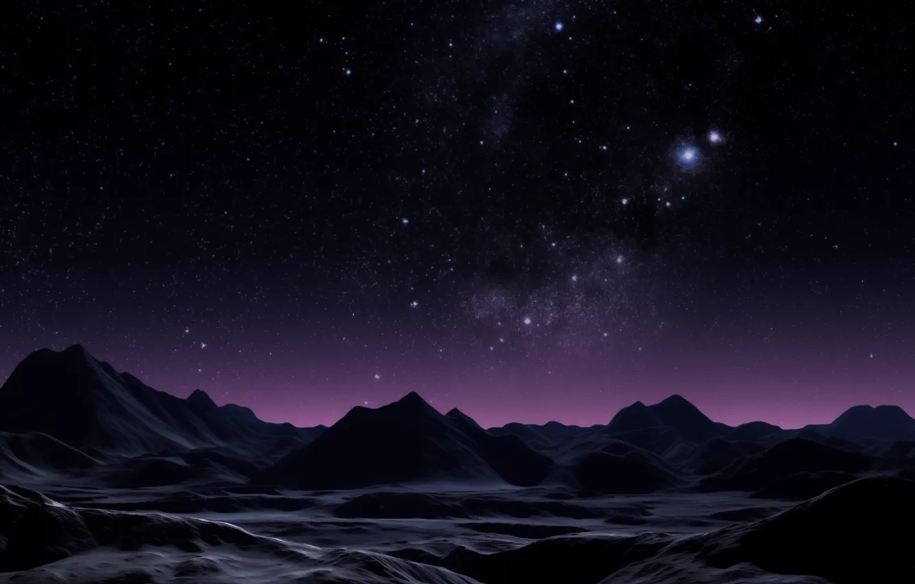 Фото обои dark, landscape, stars, AI art