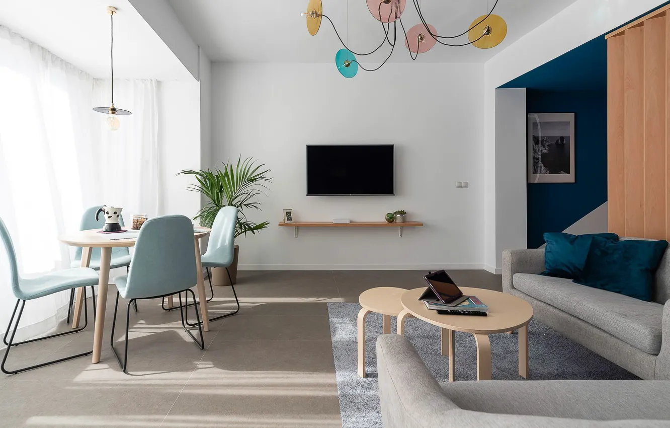 Фото обои дизайн, стиль, интерьер, гостиная, столовая, Capri Blu, by Ana Ferrero