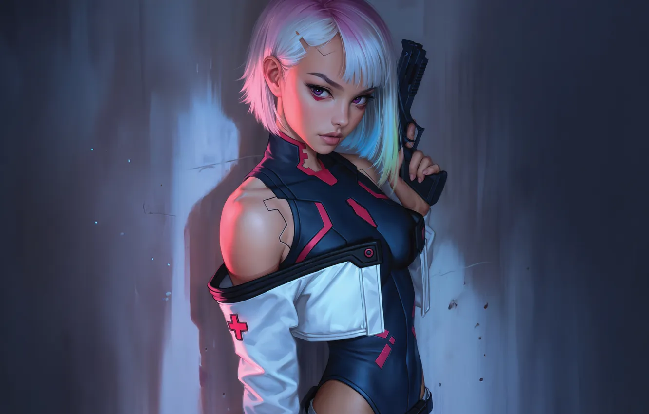 Фото обои cyberpunk, lucy, 2077, netrunner