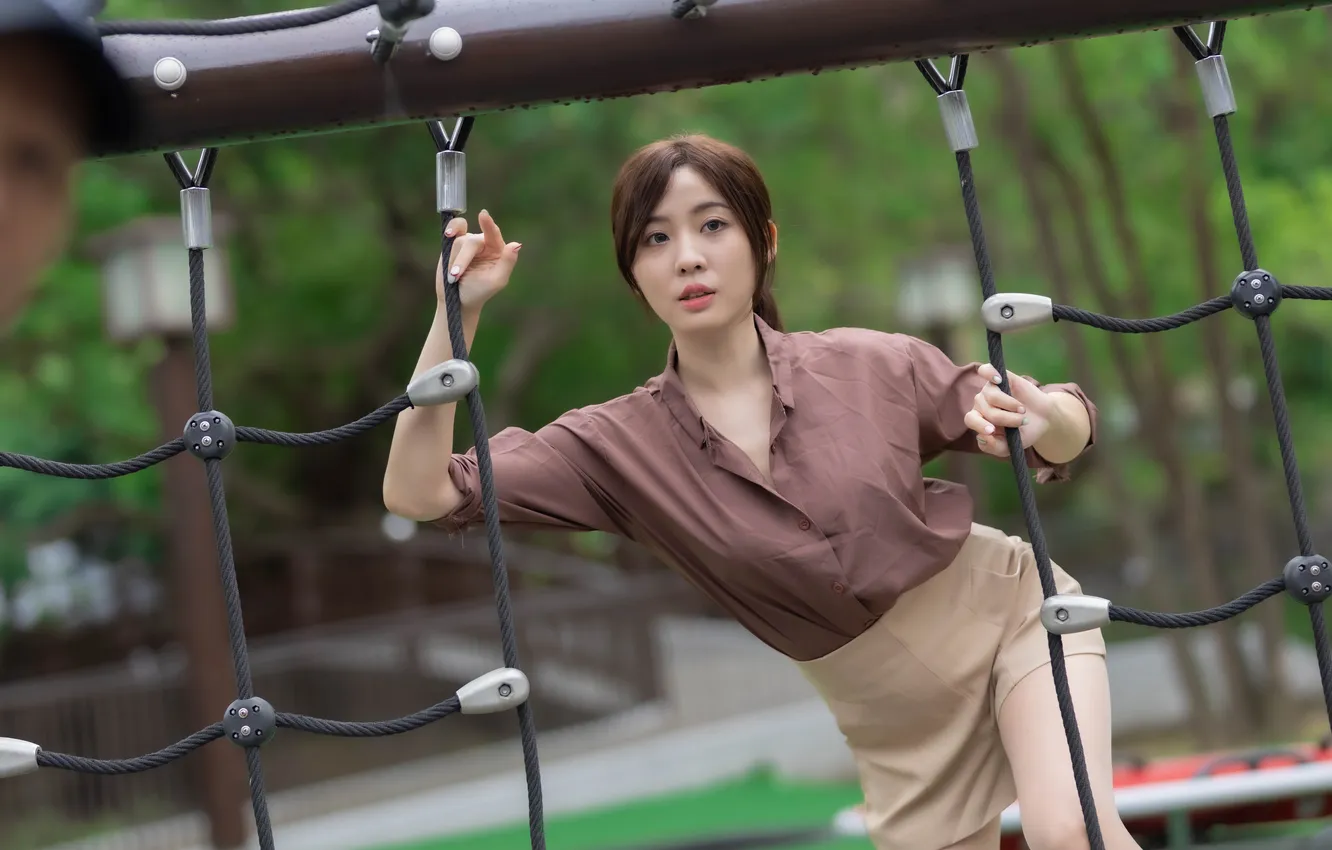 Фото обои девушка, поза, азиатка