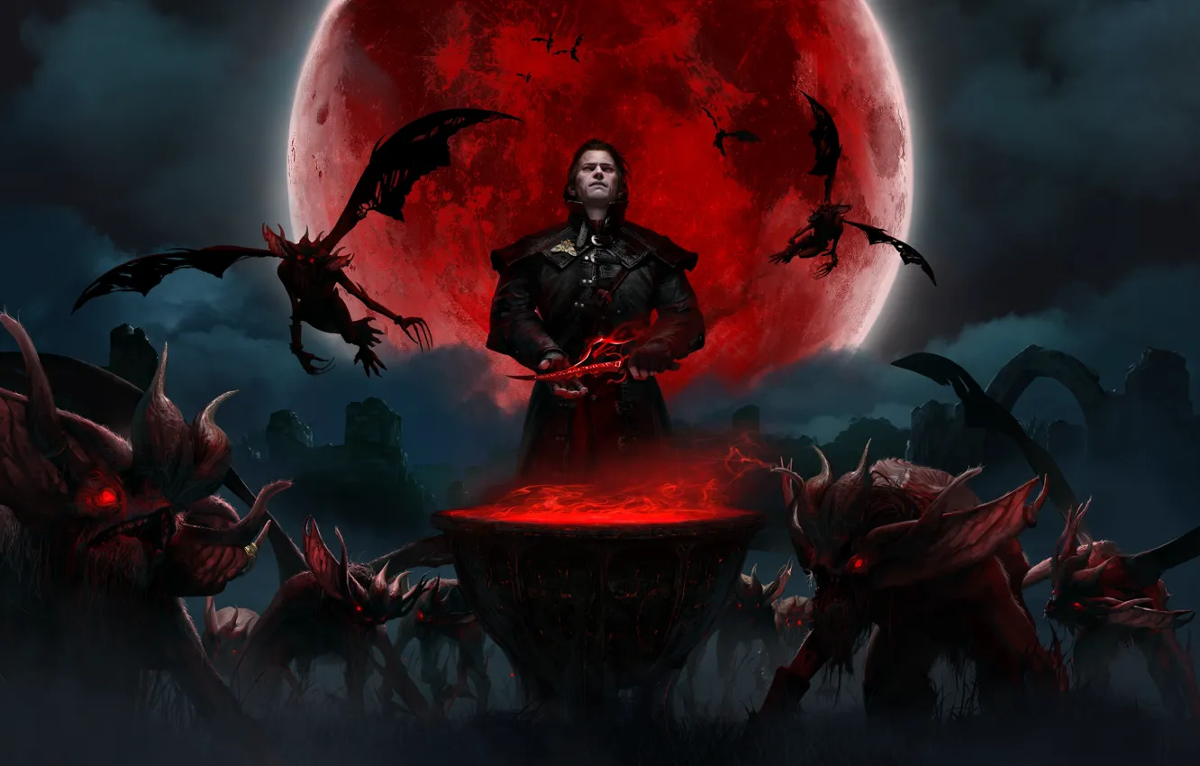 Фото обои Вампиры, Gwent, Гвинт, Gwent :The Witcher Card Game, Кровавая Луна, Гвинт: Ведьмак. Карточная Игра, Детлафф …
