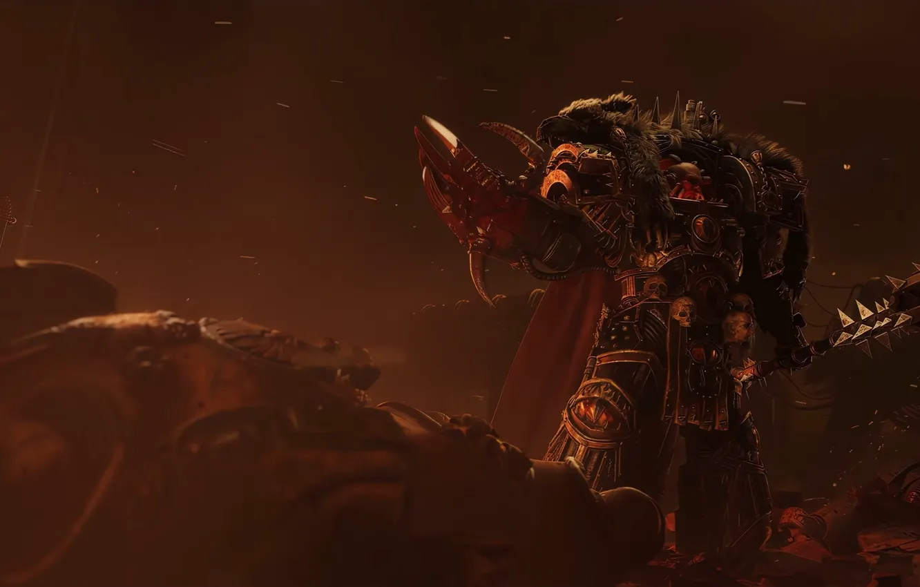 Фото обои пепел, дым, когти, черепа, Warhammer, булава, Trailer, Хорус