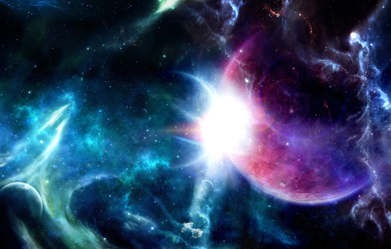 Фото обои звезды, свет, планета