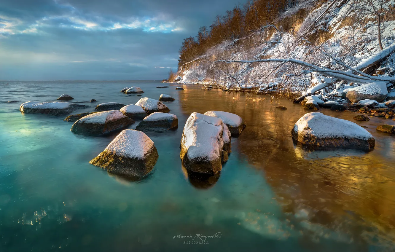 Фото обои небо, деревья, озеро, камни, скалы, Krasowski Marcin