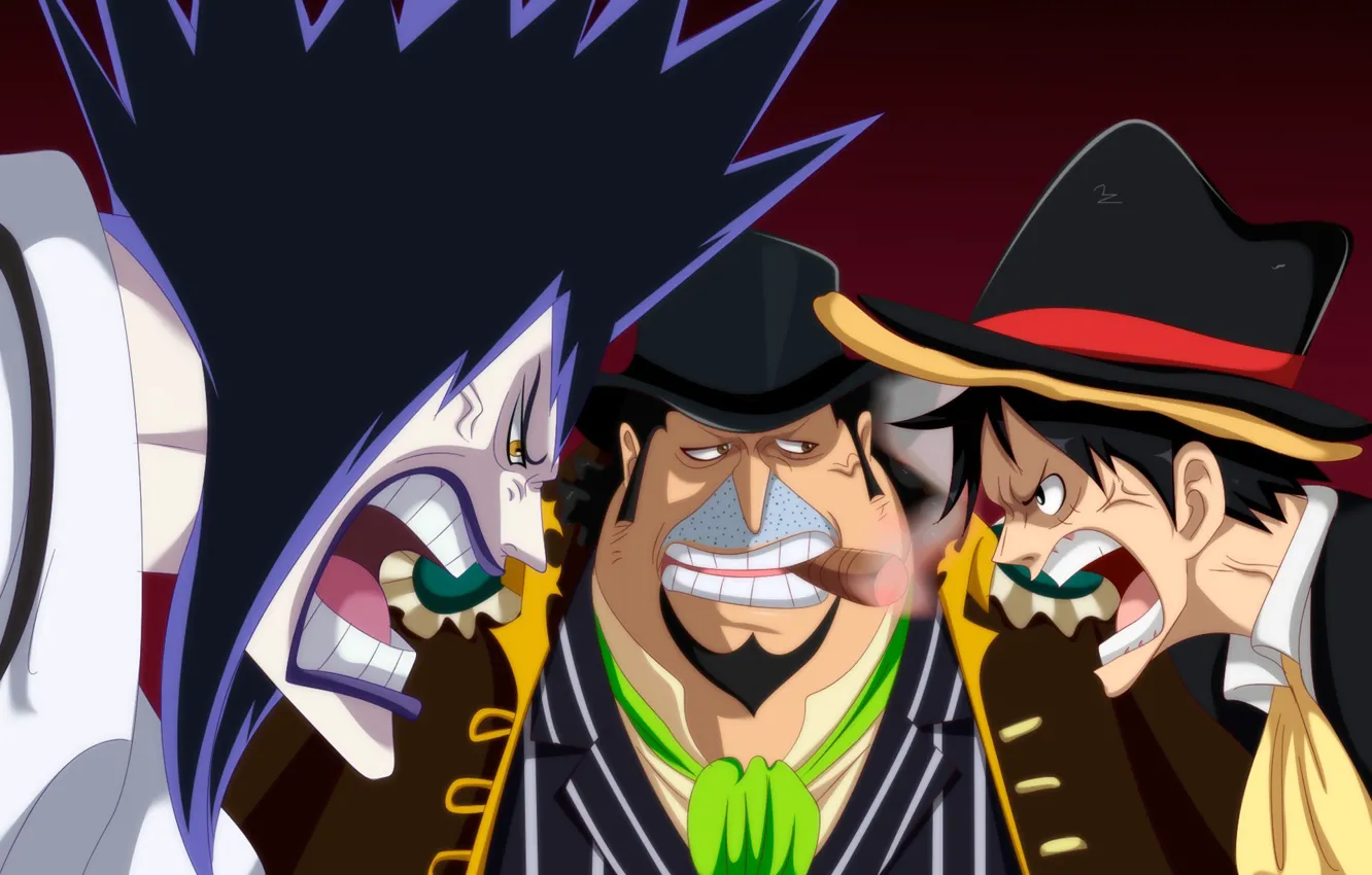 Фото обои One Piece, pirate, hat, mafia, Caesar, Luffy, akuma no mi, Monkey D. Luffy