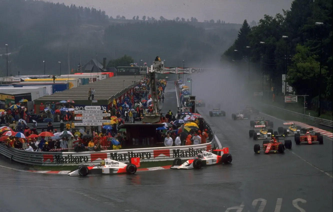 Фото обои Ayrton Senna, Season 1989, Alain Prost, GP Belgian, McLaren MP4/5