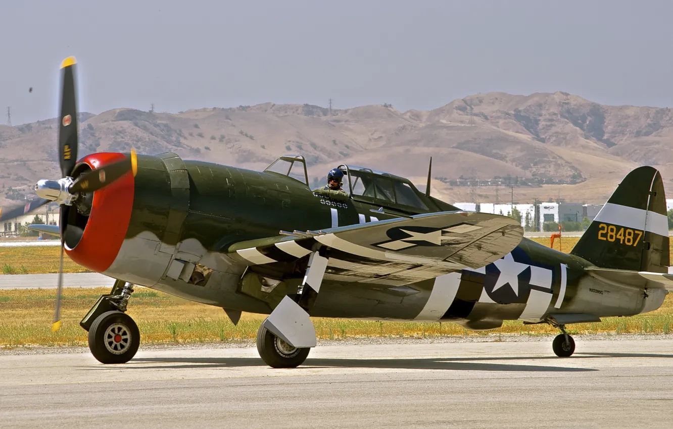 Фото обои ретро, Thunderbolt, истребитель-бомбардировщик, P-47, Republic