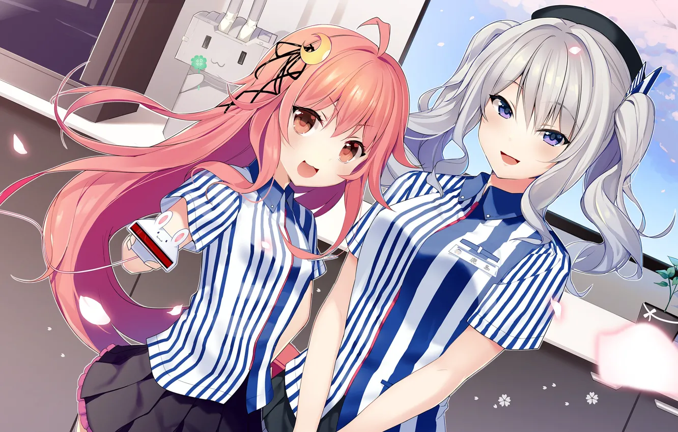 Фото обои девушки, anime, art, lawson, uzuki, kantai collection, kashima, nanotaro
