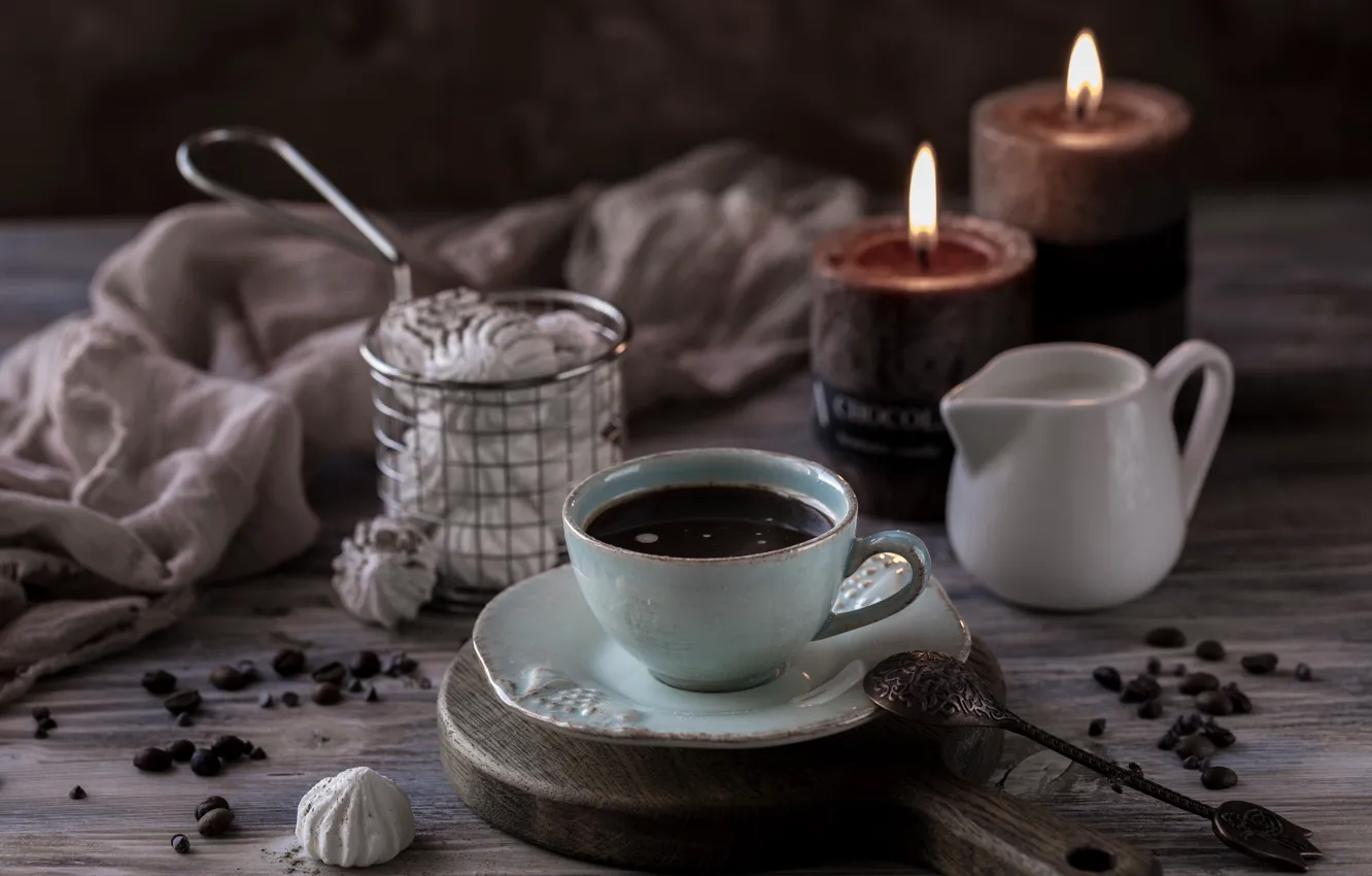 Фото обои кофе, сливки, чашка, безе, Karina Klachuk