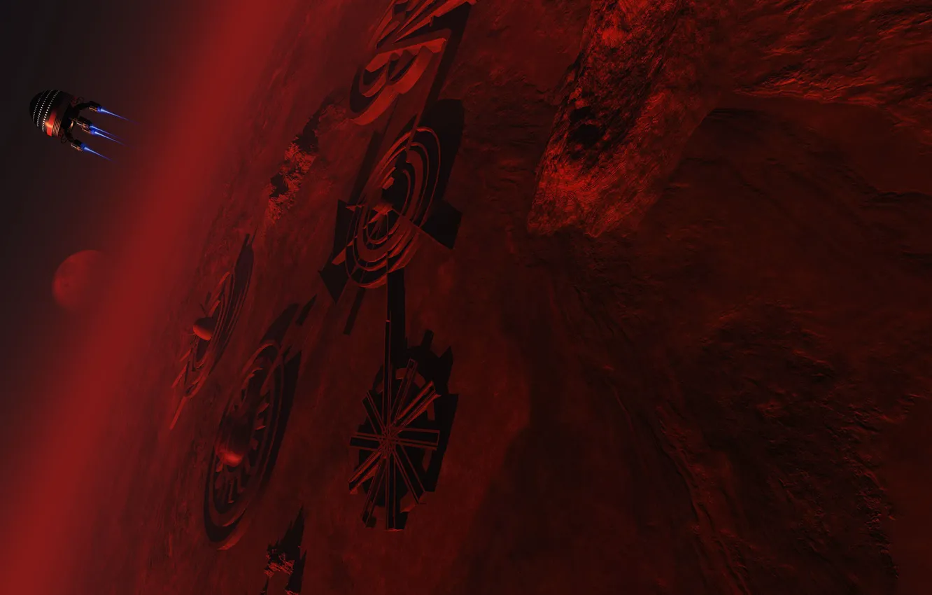 Фото обои планета, сооружения, аппарат, Mars Base 2079