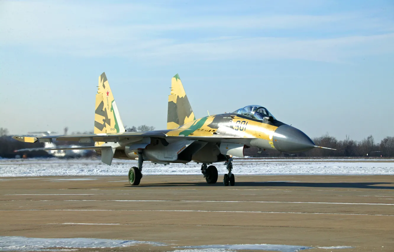 Фото обои Истребитель, Россия, Су-35
