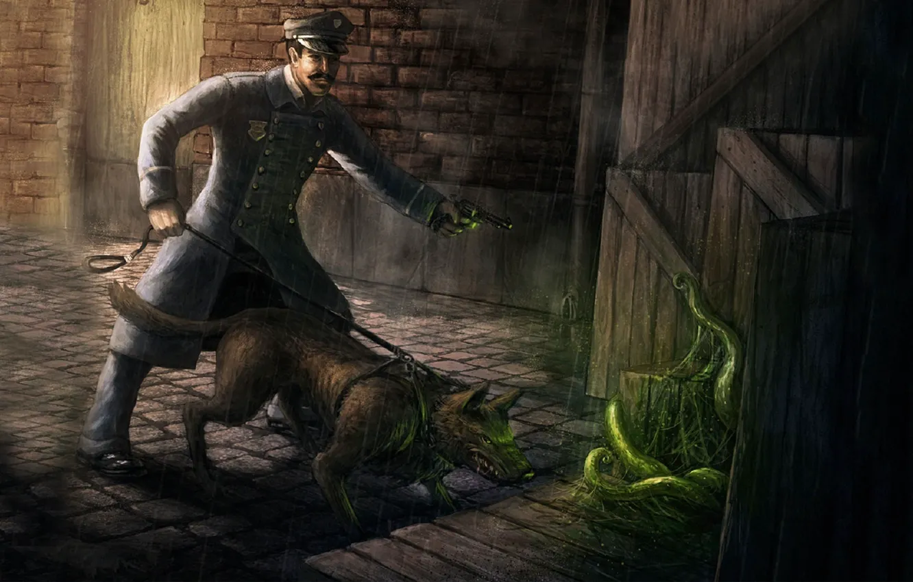Фото обои game, dog, man, Call of Cthulhu, Call of Cthulhu The Official Video Game