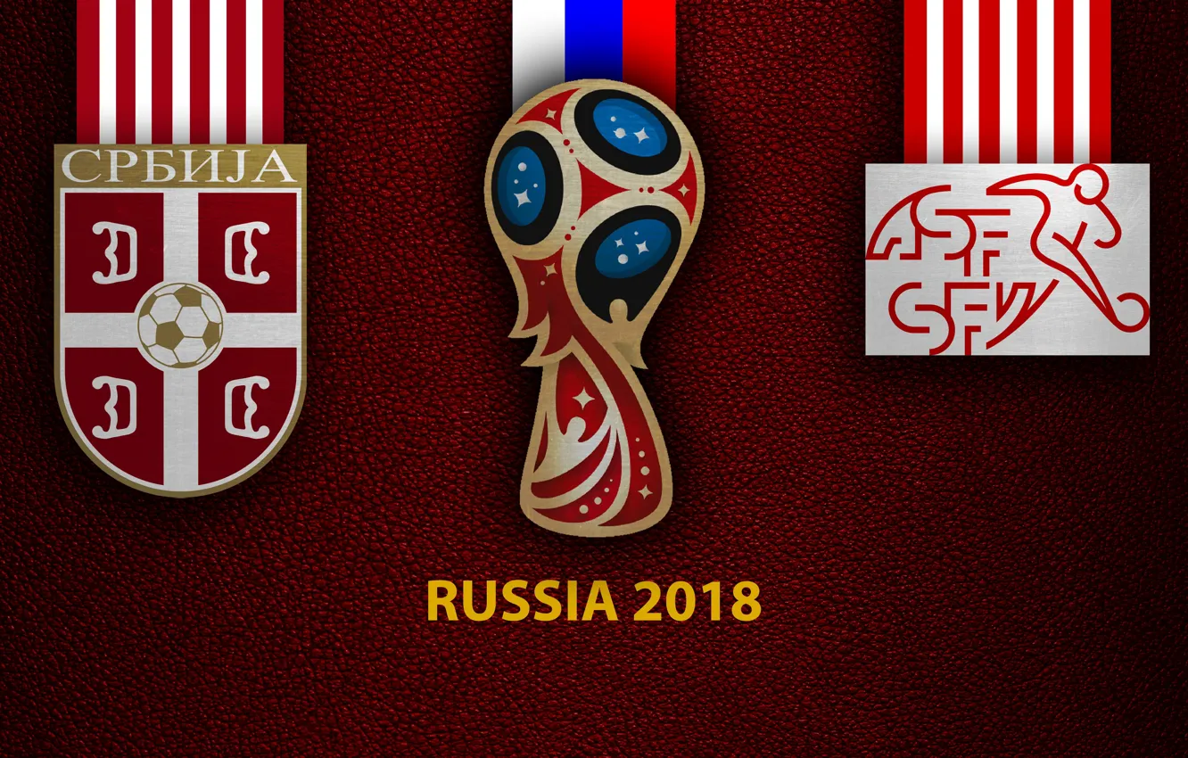 Фото обои wallpaper, sport, logo, football, FIFA World Cup, Russia 2018, Serbia vs Switzerland