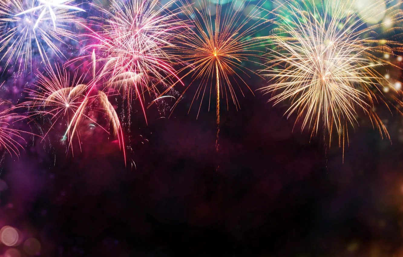 Фото обои салют, colorful, фейерверк, new year, happy, night, fireworks, 2017
